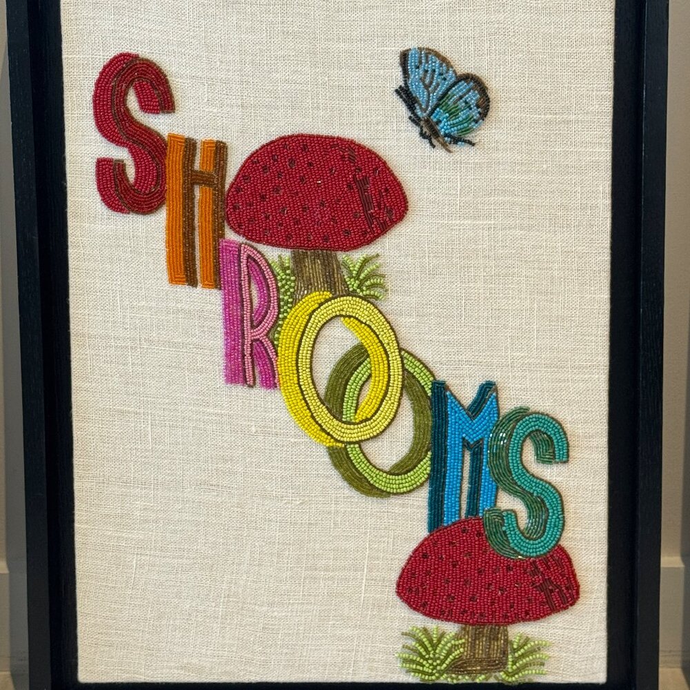 Jonathan Adler Hand-Beaded “SHROOMS” Artwork | Framed | Collectible